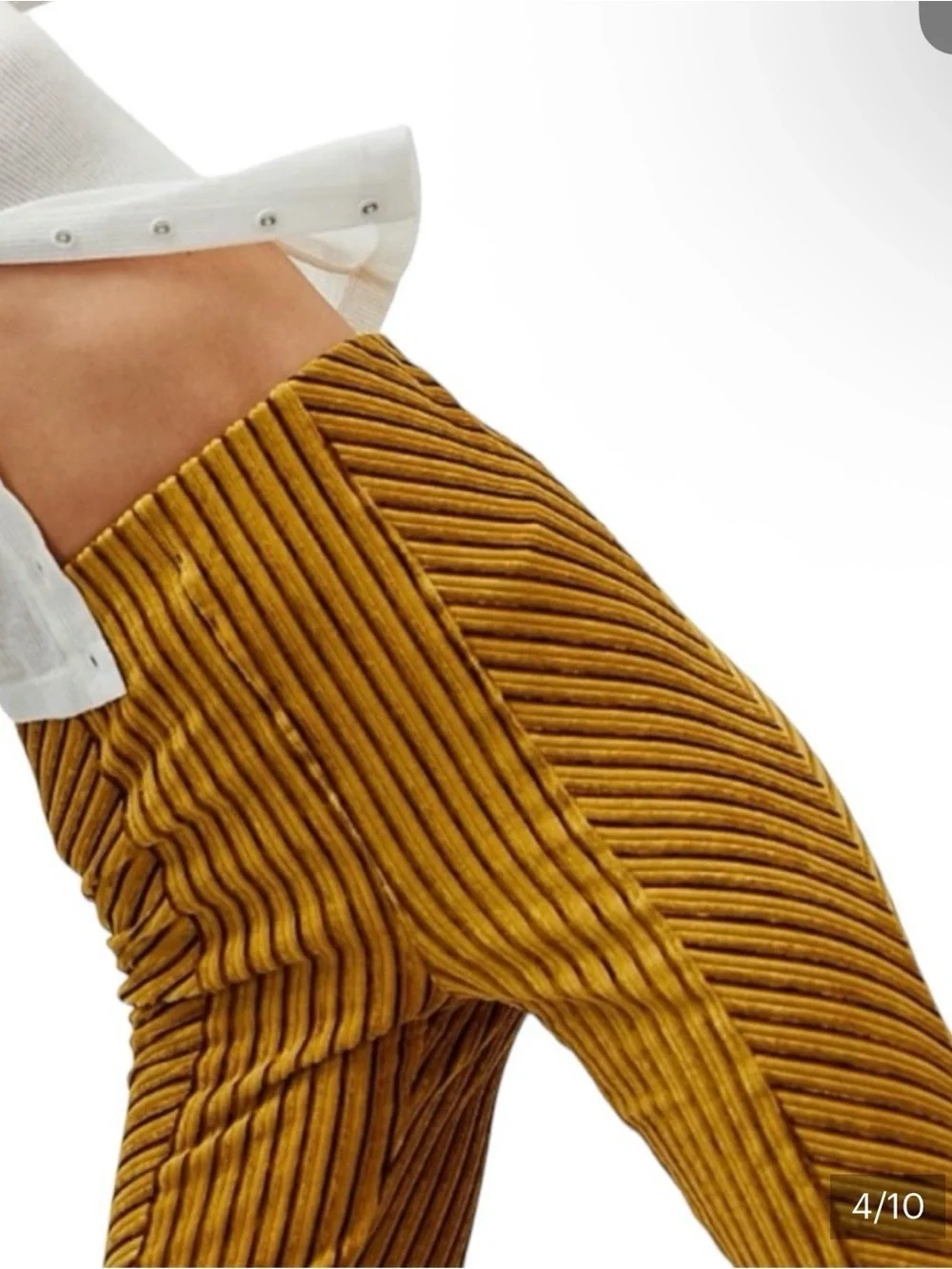 Free People Penny Pull-On Velvet Flared Pants Gold Ribbed Boho Retro Size M - Picture 4 of 13